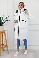 Женская куртка до колен цвет белый р.XL 445380