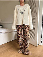 Женская пижама с махры цвет молочный лео р.42/46 449018
