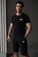 Літній костюм Adidas спортивний чоловічий Адідас: чорні шорти та футболка