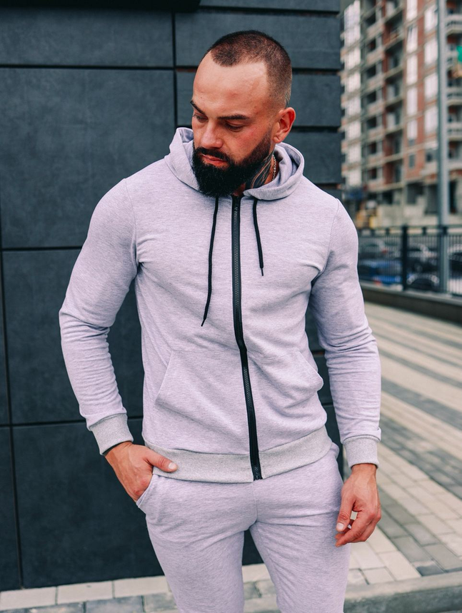 Мужской спортивный костюм весенне-осенний серый, мужские спортивные костюмы для прогулок повседневные M S, Чоловічий, Вшитий, фото 1