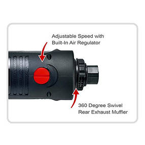 Пневмодриль реверсивний 3/8" (4000б/хв; самозатискний патрон) TOPTUL KAQC1240, фото 2