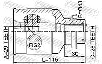 ШРУС MAZDA 323 S (BA) / MAZDA 323 F (BJ) / MAZDA 2 (DE_, DH_) 1992-2015 г.