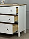 Білий комод "Хамес" з натурального дерева на три ящики з ясеновою стільницею, фото 7