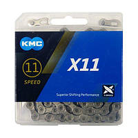 Цепь KMC X11 11 скоростей 114 звеньев серый + замок Grey UP, код: 7812837
