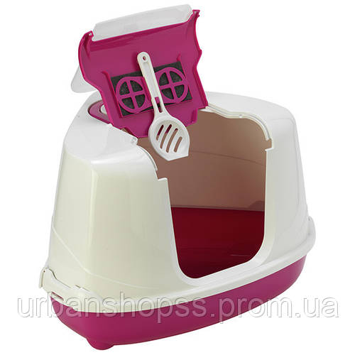 Закрытый туалет для кошек Moderna Flip Cat угловой 56х45х39 см Ярко ...