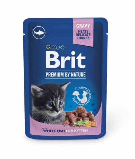 Вологий корм BRIT PREMIUM для кошенят з білою рибою, 100 г