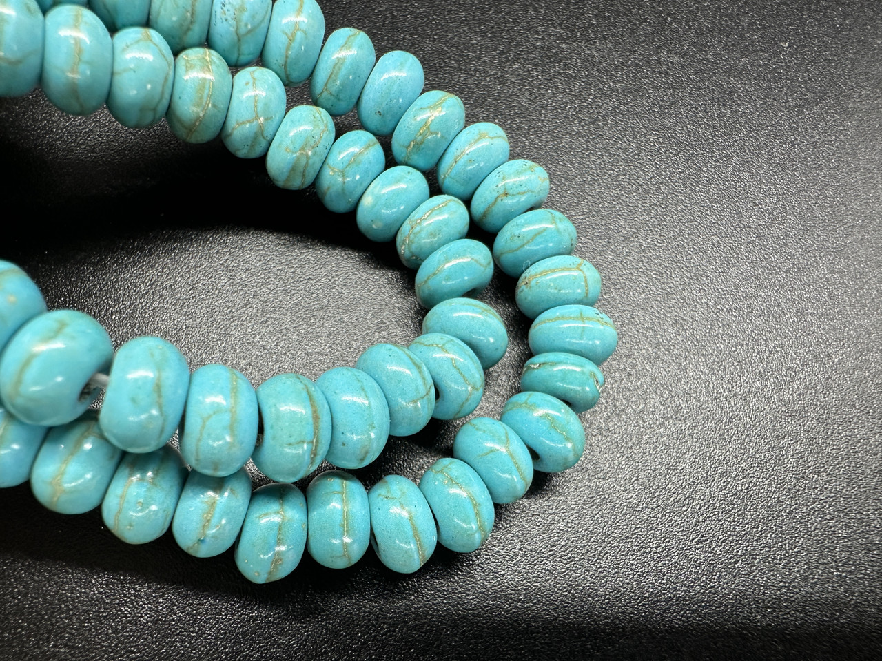 Бірюза синтетична 8*5 мм, форма рондель, 1 шт., фото 1