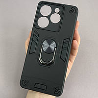 Чехол для Tecno Spark 10 Pro (KI7) противоударный с подставкой защитой камеры на техно спарк 10 про черный q4l
