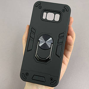 Чохол для Samsung Galaxy S8 протиударний із підставкою захистом камери на телефон самсунг с8 чорний q4l