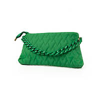 Сумка женская стильная качественная красивая стеганая сумочка с ручкой-цепочкой женский клатч Зеленый