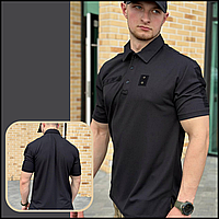Армейская футболка поло черная cool pass мужская военного цвета , тактические военные футболки для мужчин BaGr
