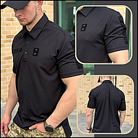 Футболка поло черная для военных cool pass , мужские футболки тактические однотонные, для военнослужащих BaGr
