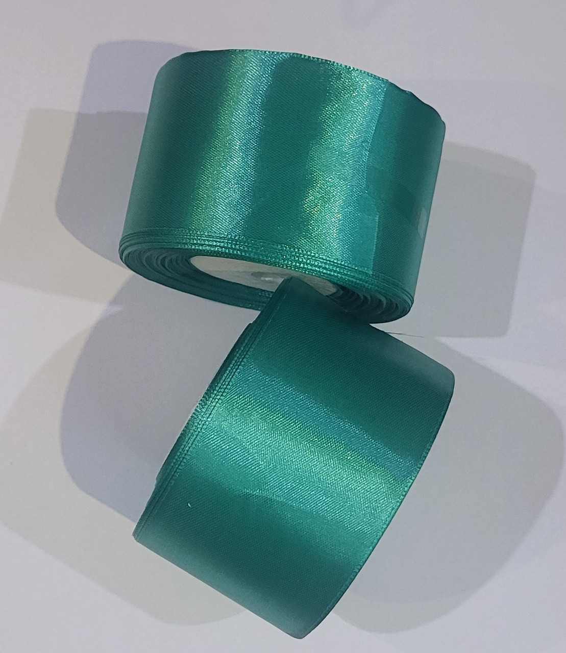 Стрічка атласна. Колір - смарагдовий . Ширина - 5 см, довжина - 23 м, фото 1
