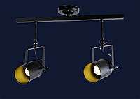 Люстра из двух чёрных прожекторов лофт 761SD02-2 BK