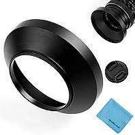 Универсальная металлическая бленда 55 мм Fotover с крышкой для Canon, Nikon Sony Pentax Olympus Fuji
