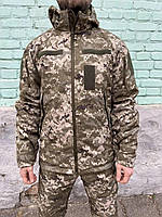 Зимняя военная куртка пиксельная Мужская курточка тактическая утепленная SoftShell пиксель на флисе BuyIT
