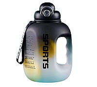 Черная, ударопрочная, спортивная бутылка для воды , замок поилки, с соломинкой. 2500 мл