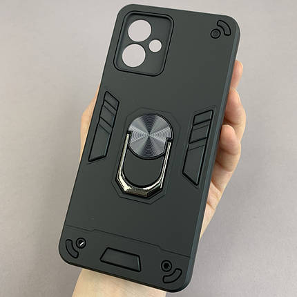 Чохол для Motorola Moto G14 протиударний з кільцем чохол на телефон моторола мото г14 чорний q4l, фото 1