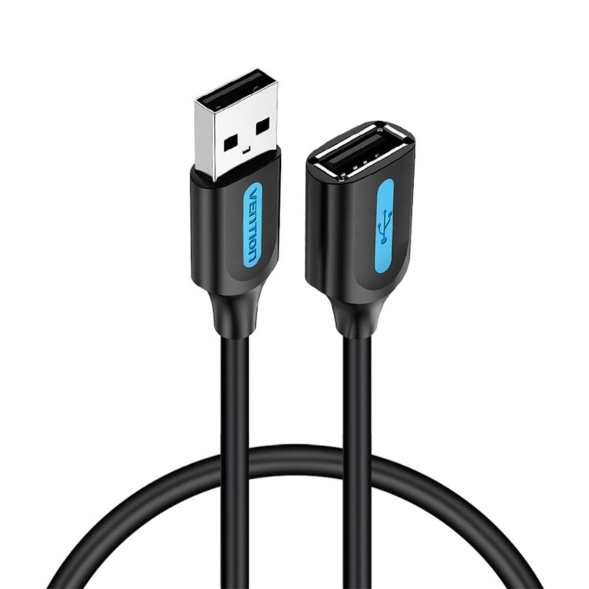 Кабель подовжувач Vention USB 2.0 A Male to A Female Extension Cable 2M black PVC Type (CBIBH)