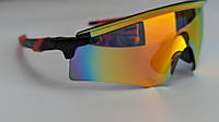 УЦЕНКА Спортивные солнцезащитные очки Синие мужские черные в матовой оправе Сплошные от ветра для бега