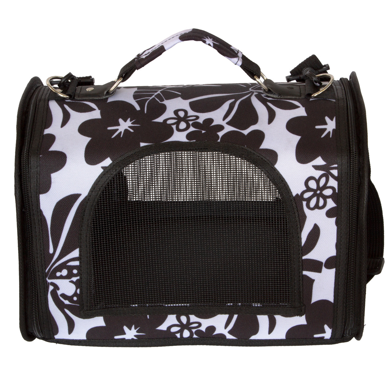 Сумка переноска для гризунів котів собак 33x24x23 см CosmoPet CP-48 (M) Black-White, фото 1
