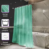 Шторка для ванной силиконовая Занавеска прозрачная в ванную с 3d эффектом Hometes 180х180см Зеленый