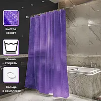 Шторка для ванной силиконовая Занавеска прозрачная в ванную с 3d эффектом Hometes 180х180см Фиолетовый