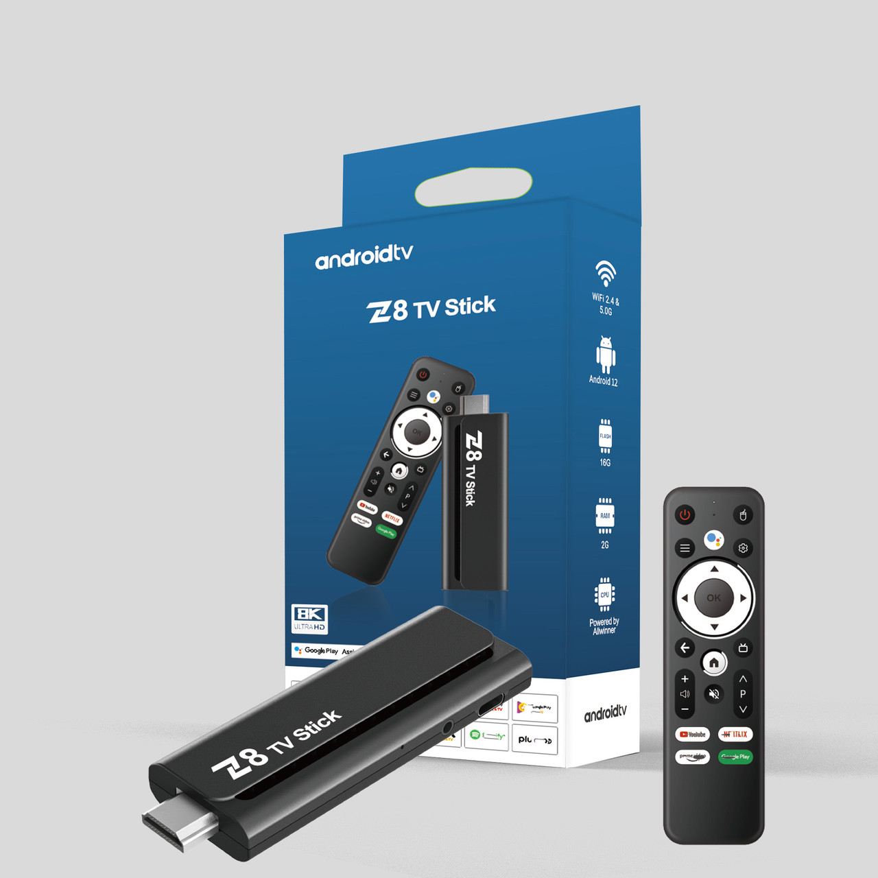 Медиаплеер Z8 stick Android 12 Allwinner H618 2/16gb Голосовий блютуз пульт двухдиапазоний wifi 5 и 2,4 ГГц