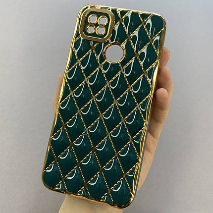 Чохол для Xiaomi Redmi 9C золотий чохол з ромбиками із захистом камери на телефон сяомі редмі 9с зелений w0u, фото 1