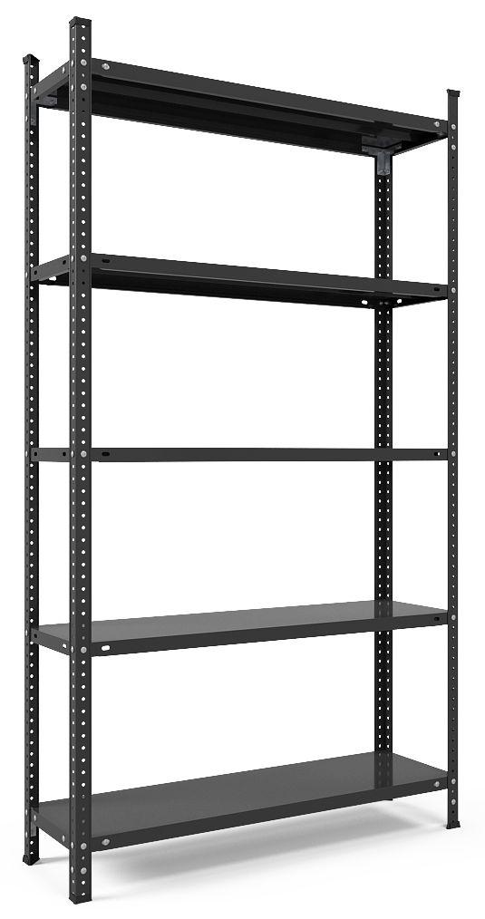 Стелаж 200x100х30см 5полок металевий полочний фарбований чорний збірний на болтах, фото 1