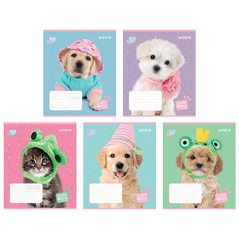Зошит шкільний Kite Studio Pets SP24-236, 18 аркушів, клітинка