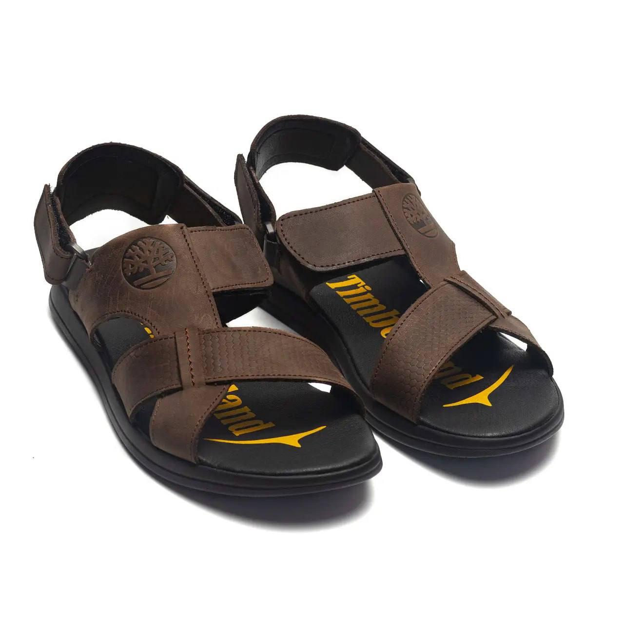 Чоловічі шкіряні сандалі коричневі Timberl. Brawn (Т-10 кор)