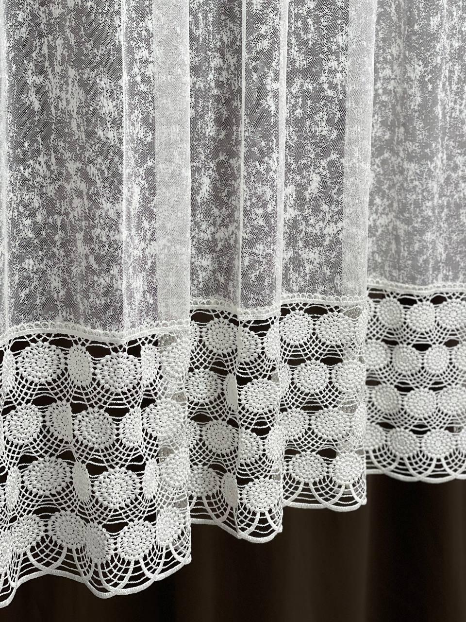 Готова фіранка з молочним мереживом, (жакард мрамур)