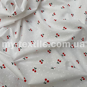 Мережка коттон у точку Вишні 15 мм на молочному