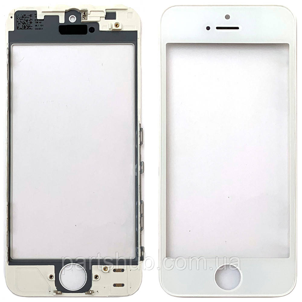 Скло дисплея Apple iPhone 5 (біле з OCA плівкою та рамкою), фото 1