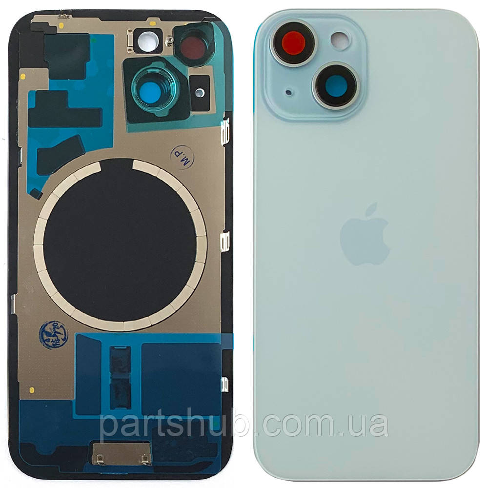 Задня кришка Apple iPhone 15 (блакитна оригінал Китай з рамкою, склом камери та магнітом), фото 1