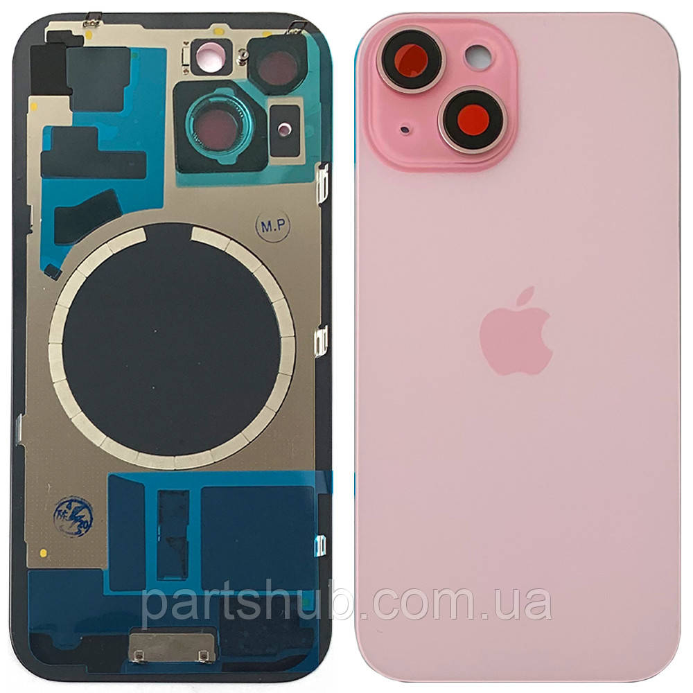 Задня кришка Apple iPhone 15 (рожева оригінал Китай з рамкою, склом камери та магнітом), фото 1