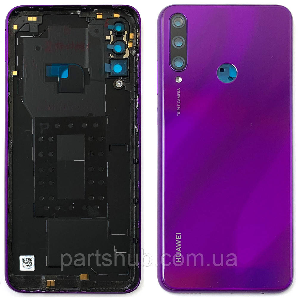 Задня кришка Huawei Y6P MED-LX9, MED-LX9N (фіолетова оригінал Китай зі склом камери), фото 1