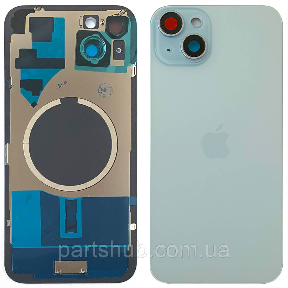 Задня кришка Apple iPhone 15 Plus (блакитна оригінал Китай з рамкою, склом камери та магнітом), фото 1