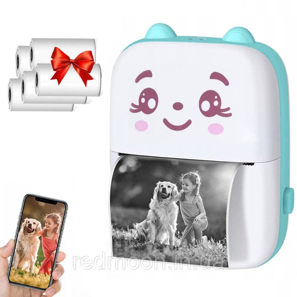 Портативный мини принтер + Подарок Бумага для термопринтера 5шт ...