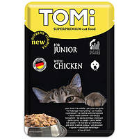 Вологий корм суперпреміум консерви для кошенят пауч TOMi Junior курка 100 г (4003024465172) KC, код: 7772133