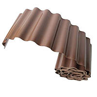 Газонна стрічка для ландшафтного дизайну 15х900см Verto хвиляста коричнева пластикова для клумб і грядок