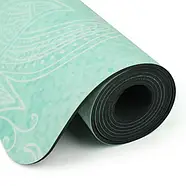 Килимок для фітнесу йоги нековзкий двошаровий професійний 183 × 68 см товщина 4 мм каучук замша Gemini Sport PSY-0890GR, фото 3