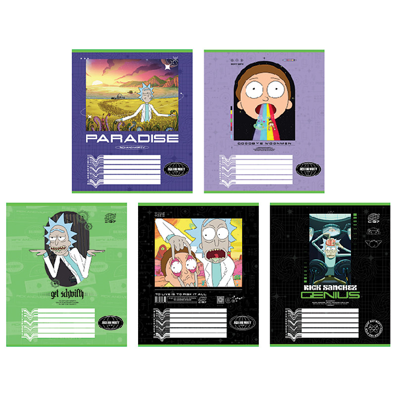 Зошит шкільний Kite Rick and Morty RM24-236, 18 аркушів, клітинка, фото 1
