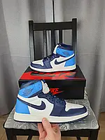 Мужские кроссовки Nike Air Jordan 1 Retro High OG Obsidian синие. Обувь Найк Аир Джордан Ретро 1 Обсидиан lin