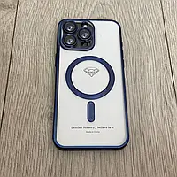 Чохол на айфон 13 про макс прозорий з темно-синім магсейф. Чохол Iphone 13 pro max з захистом камери