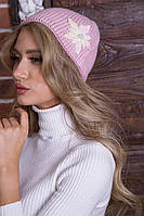 Женская шапка пудрового цвета с декором 167R008 Ager one size KC, код: 8236530