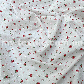 Коттон мережка в смужку троянди кущові 10 мм на молоці