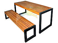 Комплект садовый парковый "Квадрат" стол со скамейкой без спинки черный Kompred OL766