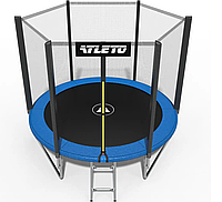 Батут дитячий з сіткою та драбинкою 312 см Atleto синій + подарунок м'ячик та рукавиці NA-NA-TO - 00084